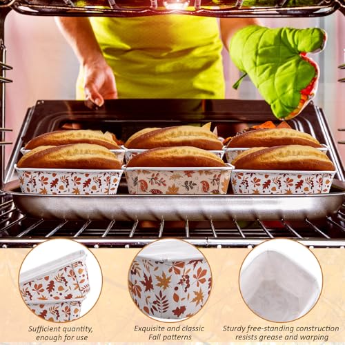 Hushee 50 Set Fall Paper Mini Loaf Pan Disposable, Maple Leaves - style: Leaves