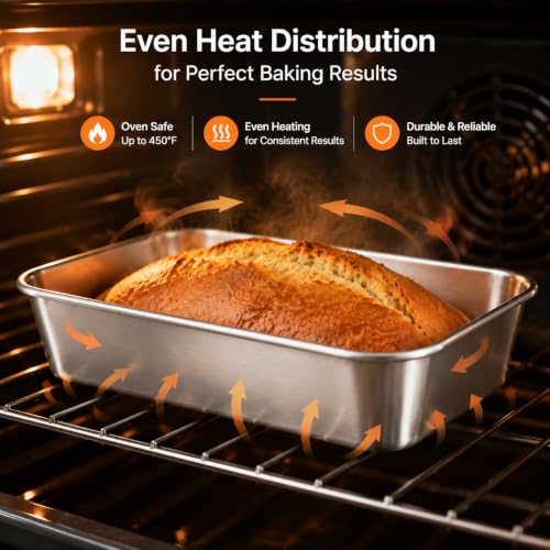 Zimtty Stainless Steel Rectangular Baking Pans, 9.8 x 7.9 x 2 in, 8 Pack