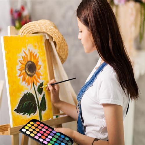 GETHPEN 48 Colors Watercolor Paint Set with 4 Brushes Pen, Travel Design - color: Black