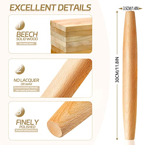 French Rolling Pin for Baking - AMPSEVEN Wooden Rolling Pin Dough Roller for Baking Pizza Pasta Dumpling Thin Pasta Piecrust 30CM 11.8inch - size: 30cm(11.81inch)