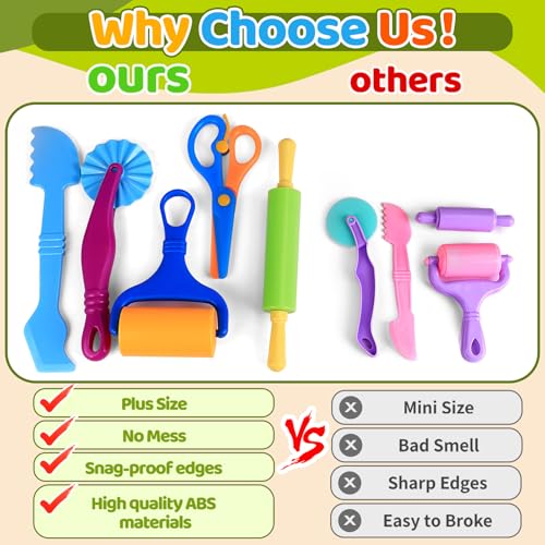 Dough Tools Play Set 22Pcs with Storage Container, Silicone Mat