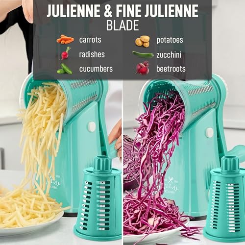 Rotary Cheese Grater Hand Crank, Vegetable Shredder - Teal - color: 21 - Teal