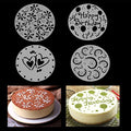 iSuperb 4 Pieces Cake Top Stencils Cookie/Cake Decorating Painting Templates Baking Tool for Cupcake Wedding Cake Fondant Impression, Wedding Birthday Party Cake Decoration Supplies