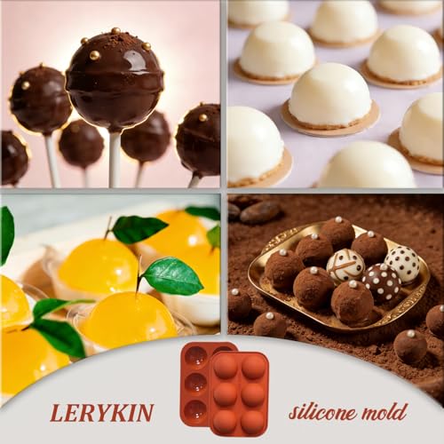Lerykin 6 Holes Medium Semi Sphere Silicone Molds, 2 Packs Half Sphere Silicone Baking Molds for Making Chocolate, Cake, Jelly, Dome Mousse - color: 6-Cavity Medium (2 Pack)