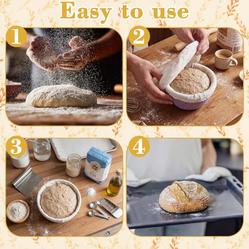 4 Pcs Round Banneton Bread Proofing Basket, 5 Inch - size: 5 Inch