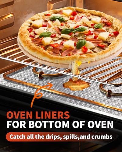 3 Pack Oven Liners for Bottom of Oven, 17x25" Large Heavy Duty Non-Stick Reusable Oven Mat for Electric, Gas, Toaster & Convection Ovens - BPA & PFOA Free, Dishwasher Safe, Kitchen Essentials, Silver - color: Silver, size: 3 Pack 17”x25”