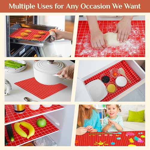 GTJ Silicone Baking Mat Roll, Reusable Baking Sheet Liners, 16 in x 10 ft - color: Red + White Line, size: 120"L x 16"W