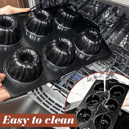 Webake Mini Fluted Cake Pan for Baking, Nonstick 3.5" Small Fluted Cake Pans Heavy Gauge Carbon Steel, 6-Cavity - size: 3.5 Inch Fluted (Pack of 1)