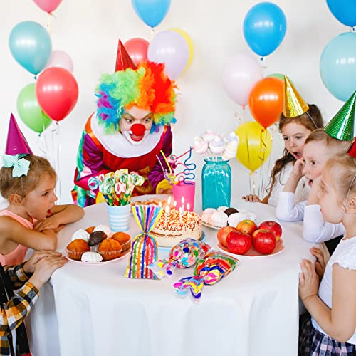 Aodaer 100 Pieces 10.6 x 5.1 In Rainbow Cellophane Bags Plastic Candy Gift Bag Cellophane Treat Bags with Twist Ties Stripes Polka Dot Printed Pattern Goodie Bag for Birthday Weddings Party Favors - color: Rainbow