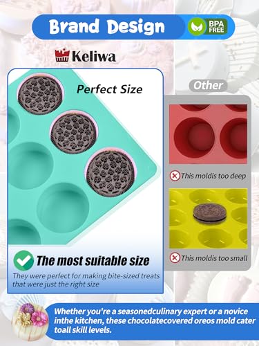 3 Pcs Round Chocolate Cookie Molds Set,12-Cavity Silicone Mold with 30 Clear Treat Boxes, Round Baking Mold for Candy, Mini Cake, Individually Wrapped Cakesicle Party Favor Packaging - color: 2pc- 8 Cup Round (Purple)