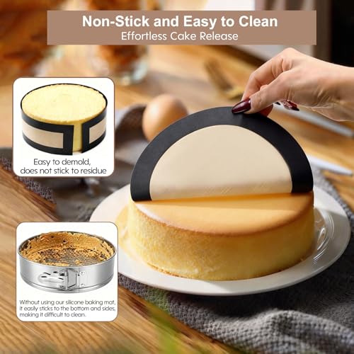 3 Set Silicone Baking Mat for Springform Pan, 4" 7" 9" Nonstick Pan Liners for Baking, Reusable Silicone Cheesecake Pan Protector, Silicone Springform Pan Liner Baking Mats