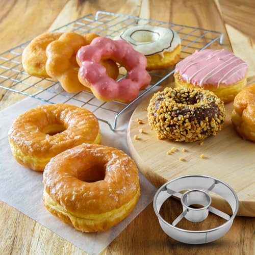 Stainless Steel Donuts Cutter Set, Silver, 2 Pack - color: Silver