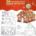 3D Christmas Gingerbread House Cookie Cutters Set, FantasyDay 28 Pcs 430 Stainless Steel Cartoon Snowflake Biscuit Cutter Pastry Mold for Holiday Birthday Cake Dough Donut Fondant - Baking Dough Tool - color: #4