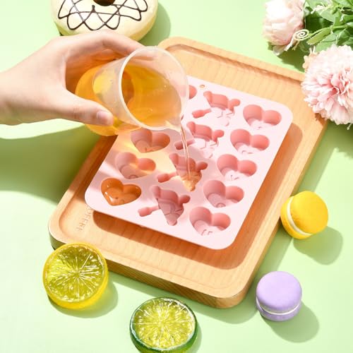 Airssory 2Pcs Heart-shaped Bow and Arrow Silicone Mold Heart Molds Pink 16x12.5x1.5cm Baking Candy Chocolate Fondant for Valentines Gift Party Decor - color: Bow and Arrow Molds