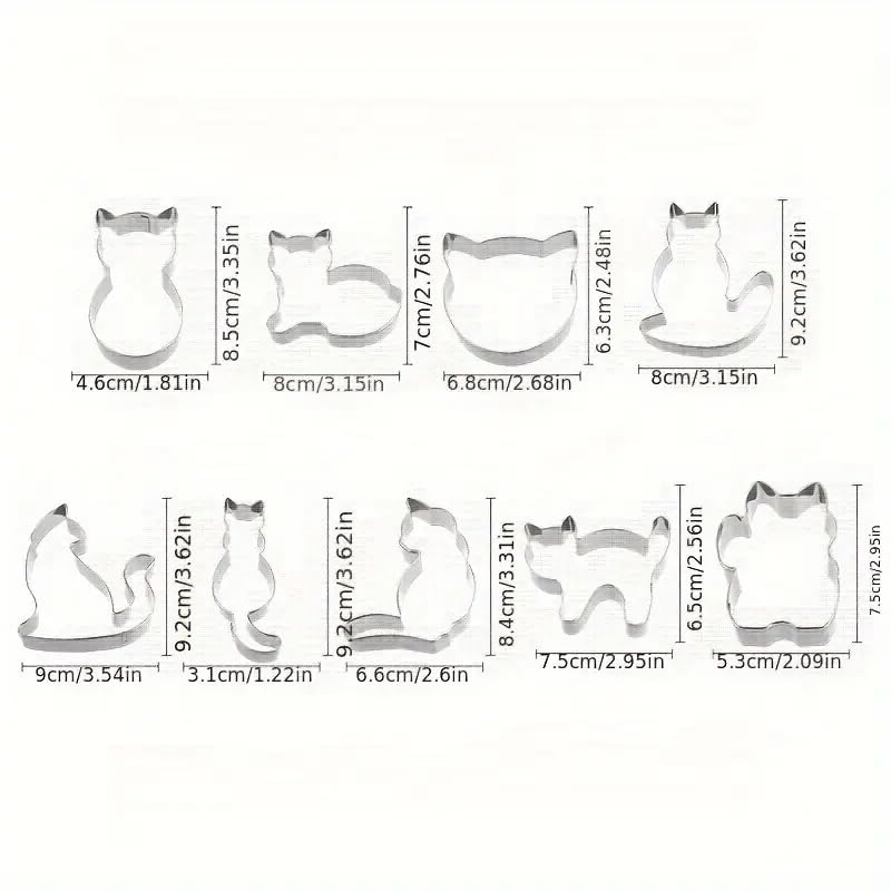 Generic 9pcs Kitten Cat Pastry Cutter Set, Adorable Cat-Themed Cookie Cutters