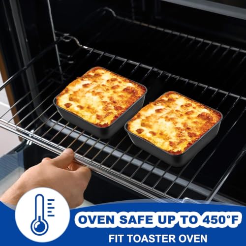 E-far 6 x 6 Inch Square Baking Cake Pan, Nonstick Small Baking Pan Set of 2 - size: 6x6x2 Inches