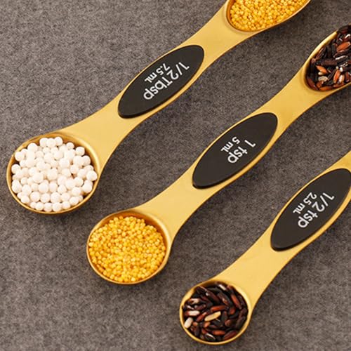 Magnetic Measuring Spoons Set of 9 Stainless Steel Dual Sided Stackable Measuring Spoons Nesting Teaspoons Tablespoons for Measuring Dry and Liquid Ingredients(9 Rose Gold) - color: 1 Set - 9 Rose Gold