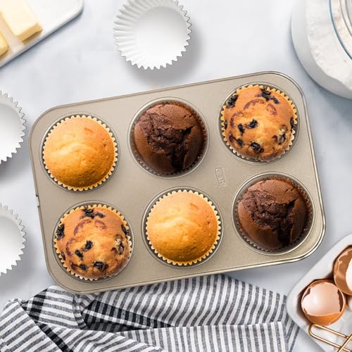Glad Jumbo Muffin Pan Nonstick - Heavy Duty Metal Cupcake Tin with Large Baking Cups, Jumbo 6-Cup - size: Jumbo 6-Cup