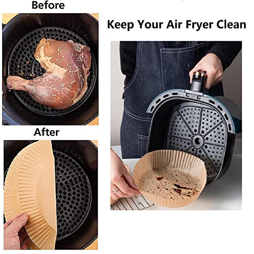Air Fryer Paper Liners, 100PCS Non-stick Disposable Parchment Sheets for Baking, Food Grade Liner for Baking Roasting Microwave (7.9inch-Round) - size: Round-7.9"-100Pcs