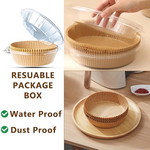 200pcs Air Fryer Disposable Paper Liner, Non-Stick Disposable Air Fryer Parchment Paper Liners, Baking Paper for Air Fryer Oil-Proof, Water-Proof, Food Grade Parchment（6.3" in Bottom, 8" on top） - size: 6.3" Round