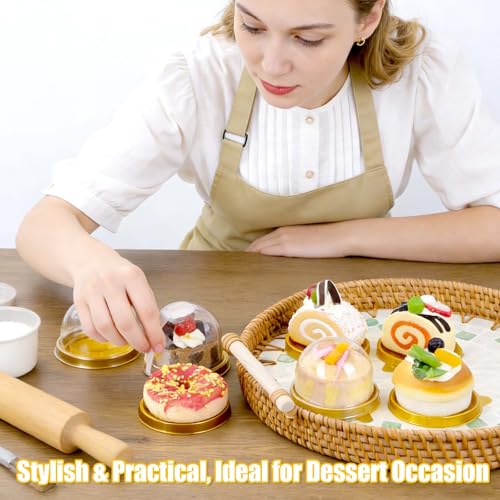 100Pcs Mini Cupcake Containers with Dome Lids and Stickers