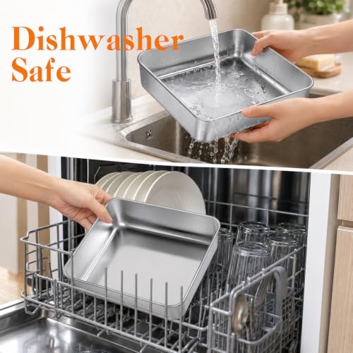8x8 Stainless Steel Baking Pan with Lids Square Brownie Cake Pan Set of 3