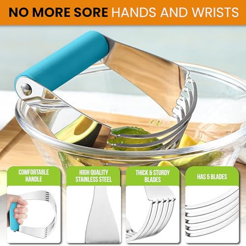 Spring Chef Large Dough Blender For Baking - Durable Pastry Blender - Teal - color: Teal, size: 4" Large