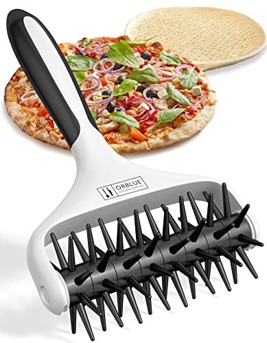 Orblue Pizza Dough Docker Pastry Roller with Spikes, Pizza Docking Tool for Home & Commercial Kitchen - Pizza Making Accessories that Prevent Dough from Blistering, Black - color: Black