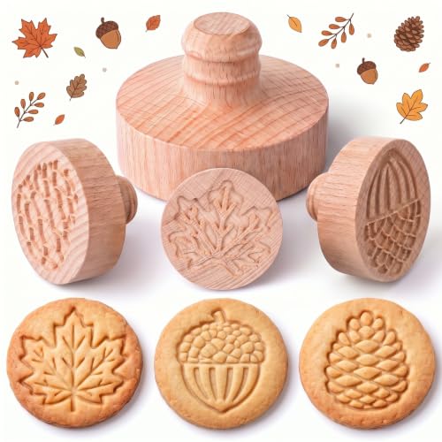3 Set Fall Cookie Stamps, 2.5" Springerle Molds for Baking - style: Fall