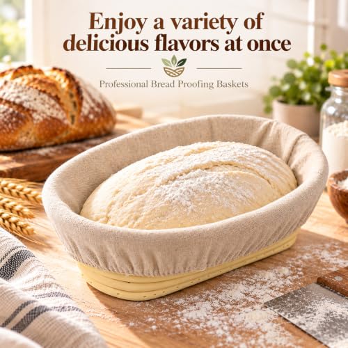 10 Pack Oval Banneton Bread Proofing Basket, 10in Sourdough Banneton Basket