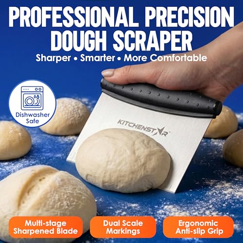 Multi-Purpose Bench Scraper/Dough Cutter for Bread & Pastry, 6-inch, Silver