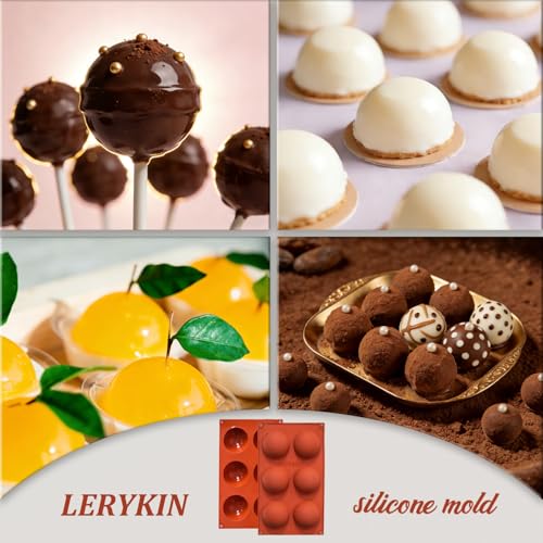 Lerykin 2 Pack Large 6-Cavity Semi Sphere Silicone Molds, Non-Stick Baking Mold for Making Standard Size Hot Chocolate Bomb, Cake, Jelly, Dome Mousse - color: 6-Cavity Large (2 Pack)