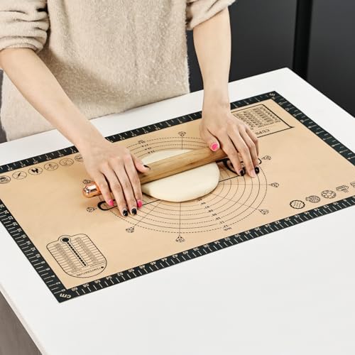 Cook's Aid Silicone Pastry Mat Extra Large with Measurements 26''x16'' for Reusable,Non-slip Silicone Baking Mat, Counter, Dough Rolling, Oven Liner,Fondant/Pie Crust,Dark Gray - color: Dark Gray