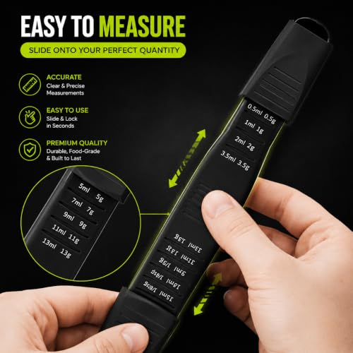 GOCHA Gadgets Adjustable Measuring Spoon, Double Ended, 9-in-1, Black - color: Black