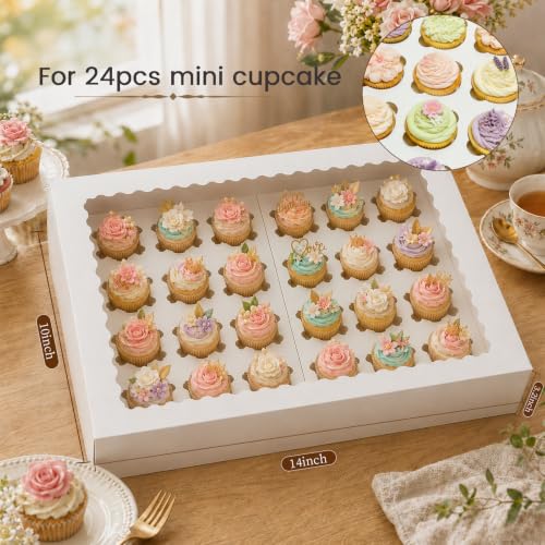 6 Pack Clear Mini Cupcake Container, 24 Count Mini Cupcake Carrier with Window
