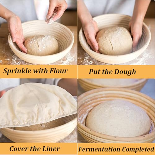 4 Pcs Banneton Proofing Liners,10 Inch Bread Basket Liner,Reusable Rattan Banneton Liner Cloth Cover for Bakery Home Baking,2 Round and 2 Oval Proofing Covers - size: 2 Piece Round+ 2 Piece Oval