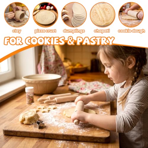 24 Pack 8 Inch Mini Wood Rolling Pin,Small Wooden Rollers