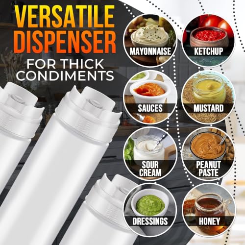 HYQO 6 Pcs 16 oz Condiment Squeeze Bottles for Sauces, Self-Closing Valve - size: 16 oz Inverted