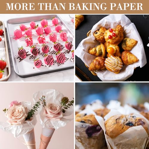 Harloon 200 Pcs Parchment Paper Baking Sheets Precut, White, 13 x 18 Inch - color: White