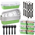 24 Pack Mini Loaf Pans, 7.5oz Mini Cake Pan & Mini Cupcake Pan Set – Disposable Aluminum Baking Pans with Lids, Spoons & Stickers, Premium Sturdy Gift Set for Cakes, Cupcakes, Desserts & Party Treats - color: Green