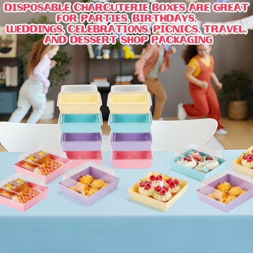 Vesici 200 Pcs 5 Inch Charcuterie Boxes with Clear Lids Pastel Bakery Boxes - color: Pastel, size: 5 Inch