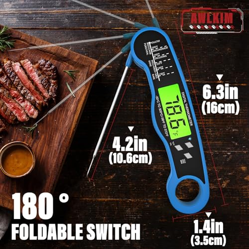 AWLKIM Meat Thermometer Digital, Instant Read Food Thermometer, Blue - color: 1 Pack Blue