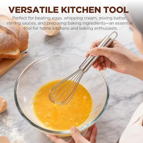 3-Pack Stainless Steel Kitchen Whisks, 8/10/12 Inch Wire Balloon Whisk Set for Cooking, Whipping, Mixing & Baking