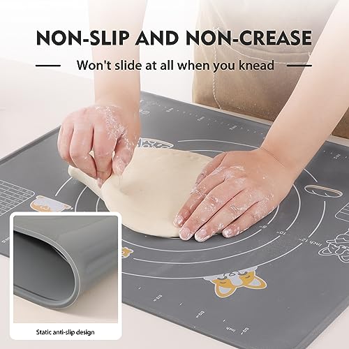 Ourokhome Silicone Baking Mat Sheet and Pastry Dough Cutter, 0.5 Inch Thick 20'' X 16" BPA free Silicone Rolling Mat, Non-Stick and Anti-Slip, Dishwasher Safe (Gray) - color: Gray, size: 20"L x 16"W