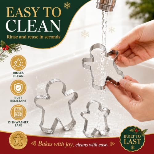 6-Piece Christmas Gingerbread Cookie Cutters, Man & Woman, 3 Sizes - style: style5