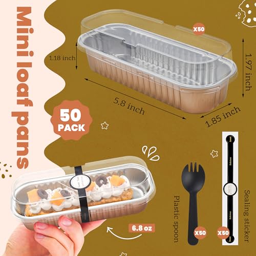 NPLUX Mini Halloween Baking Pans with Lids, 6.8oz 50 Pack for Parties - color: Champagne