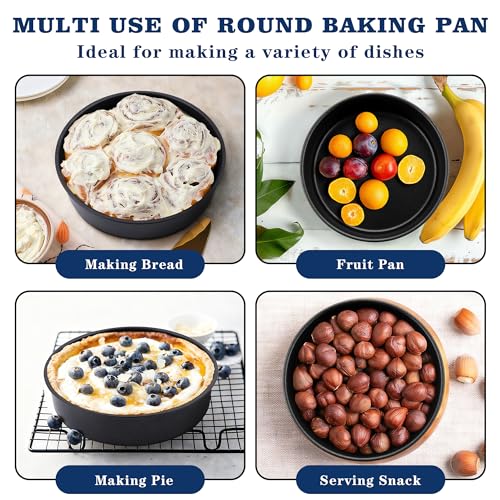E-far 9 Inch Cake Pan, 3PCS Nonstick Stainless Steel Baking Cake Pans Tins - size: 9 Inches