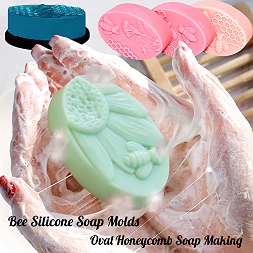 Bee Honeycomb Silicone Molds, 2 Pack Oval Soap Mold 12 Cavitiy - color: Oval Bee Soap