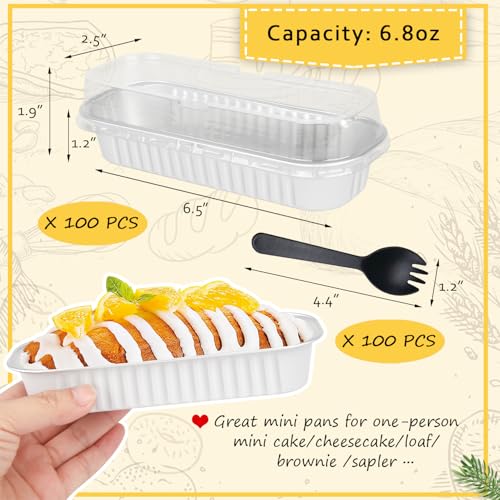 LNYZQUS Mini Loaf Pans with Lids 100 Pack, 6.8oz Small Cake Tins - color: White, size: 6.8 oz