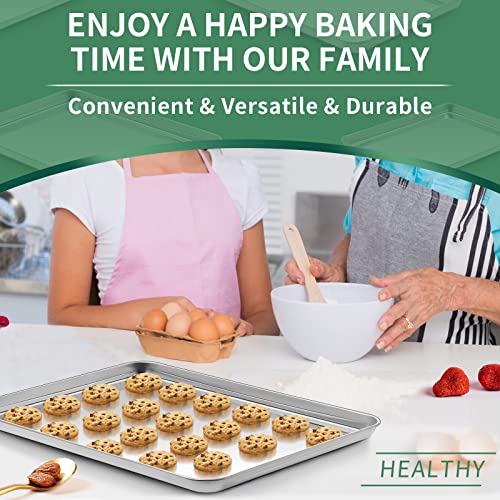 Baking Sheets Set of 2, HKJ Chef Cookie Sheets 2 Pieces Stainless Steel Baking Pans & Toaster Oven Tray Pans, Rectangle Size 20L x 14W x 1H inch & Non Toxic & Healthy & Easy Clean - size: 20inch